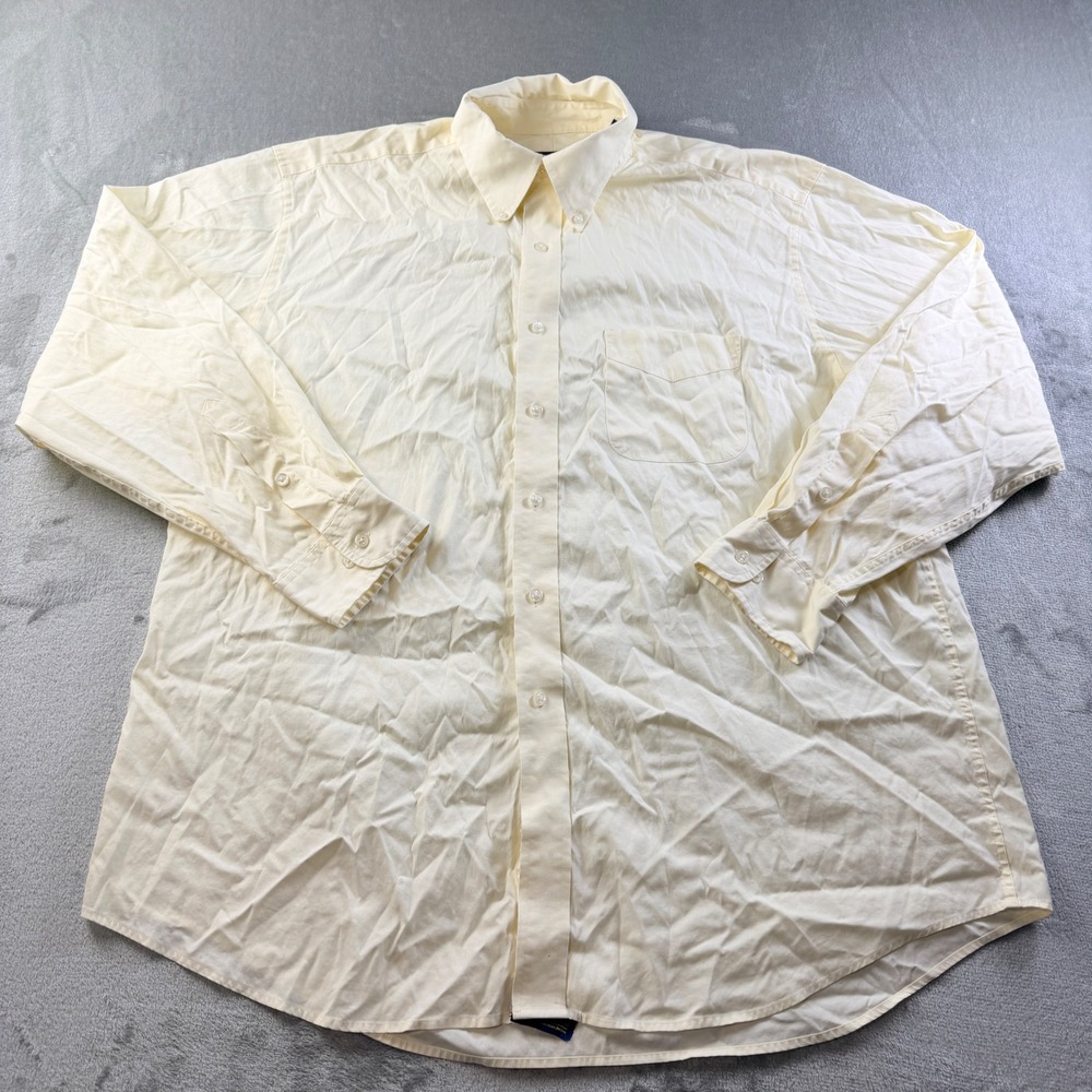 Club Room Men's XL Yellow Easy Care 100% Cotton Button Down Shirt 17.5 34/35
